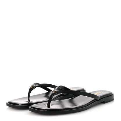 Chanel Goatskin CC Times Square Thong Sandals 38 Black 4 of 11