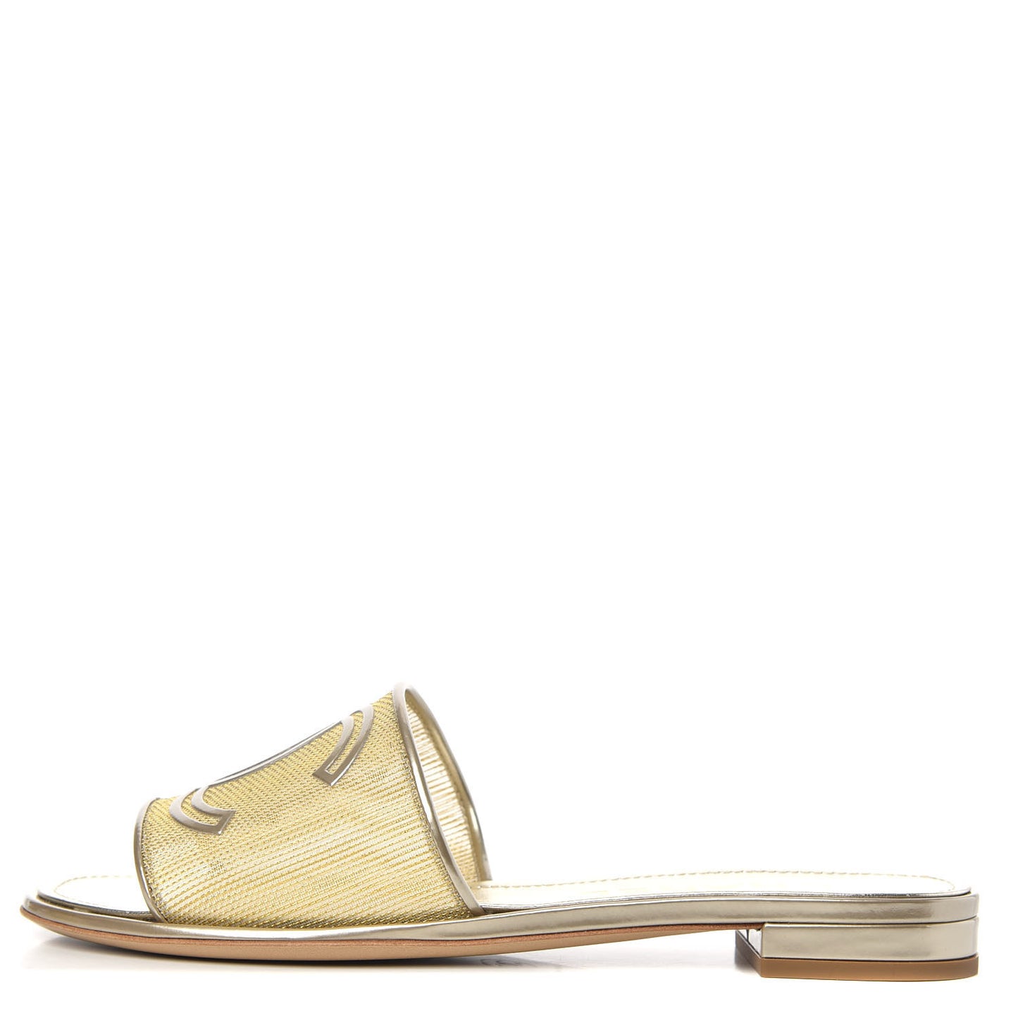 Glitter Mesh Patent Calfskin CC Mules 38 Gold