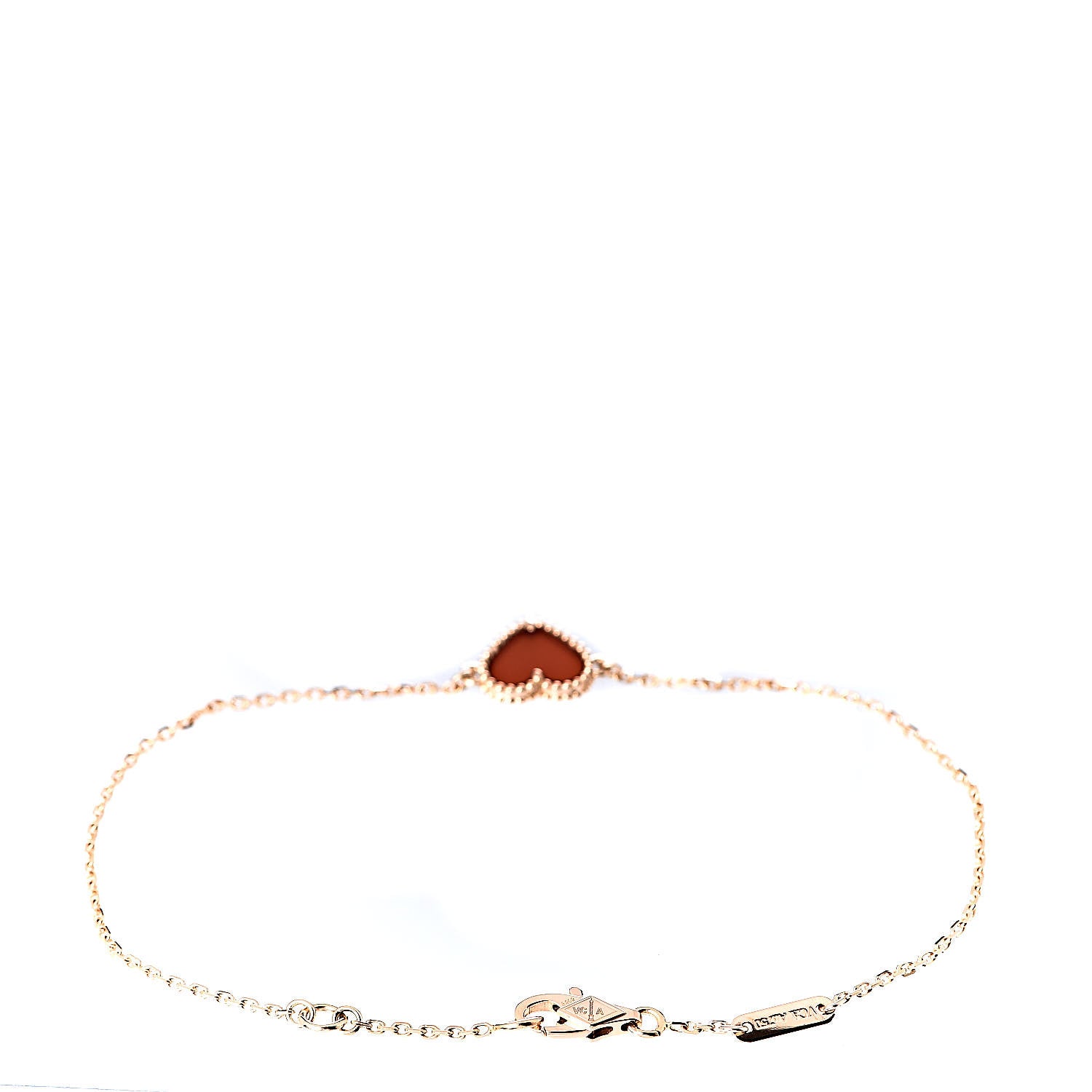 Van Cleef & Arpels 18K Rose Gold Carnelian Sweet Alhambra Heart Bracelet 3 of 5