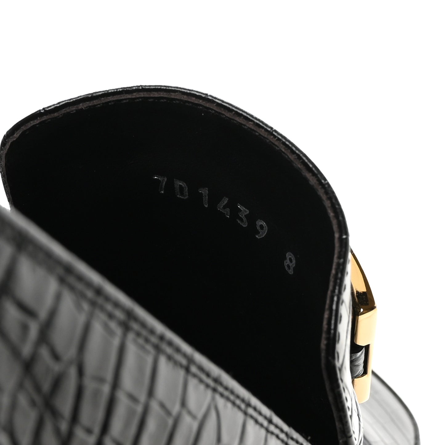 Crocodile Embossed Mens Baguette Loafers 8 Black