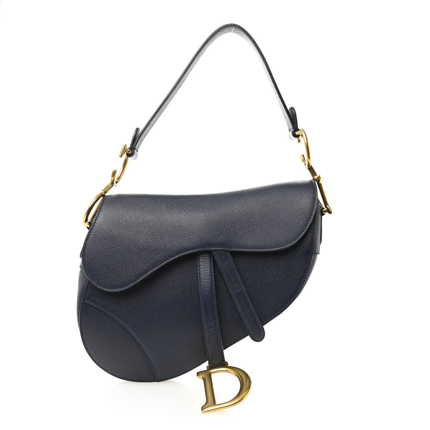 Christian Dior Grained Calfskin Saddle Bag Navy 1 of 11