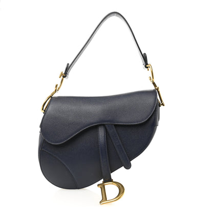 Christian Dior Grained Calfskin Saddle Bag Navy 1 of 11