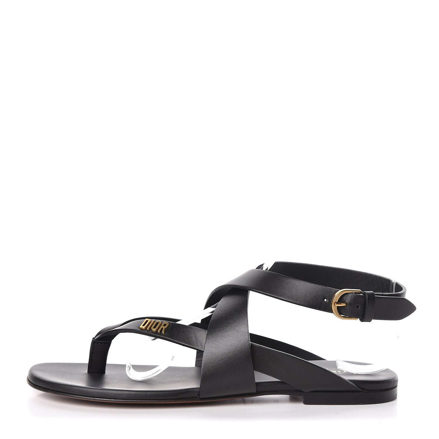 Christian Dior Calfskin Up Thong Sandal 37 Black 1 of 9