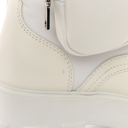 Prada Spazzolato Rois Re-Nylon Metal Triangle Logo Monolith Pouch Pocket 55mm Boots 35 White 15 of 16