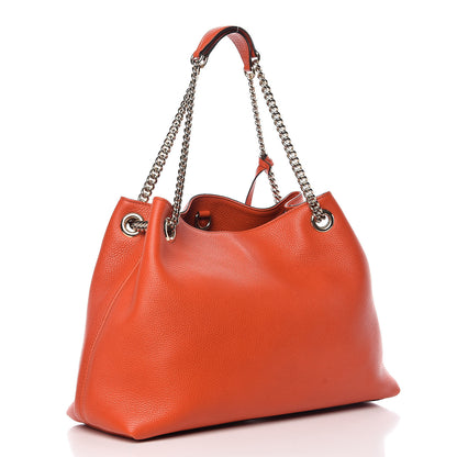 Gucci Pebbled Calfskin Medium Soho Chain Shoulder Bag Sun Orange 3 of 10