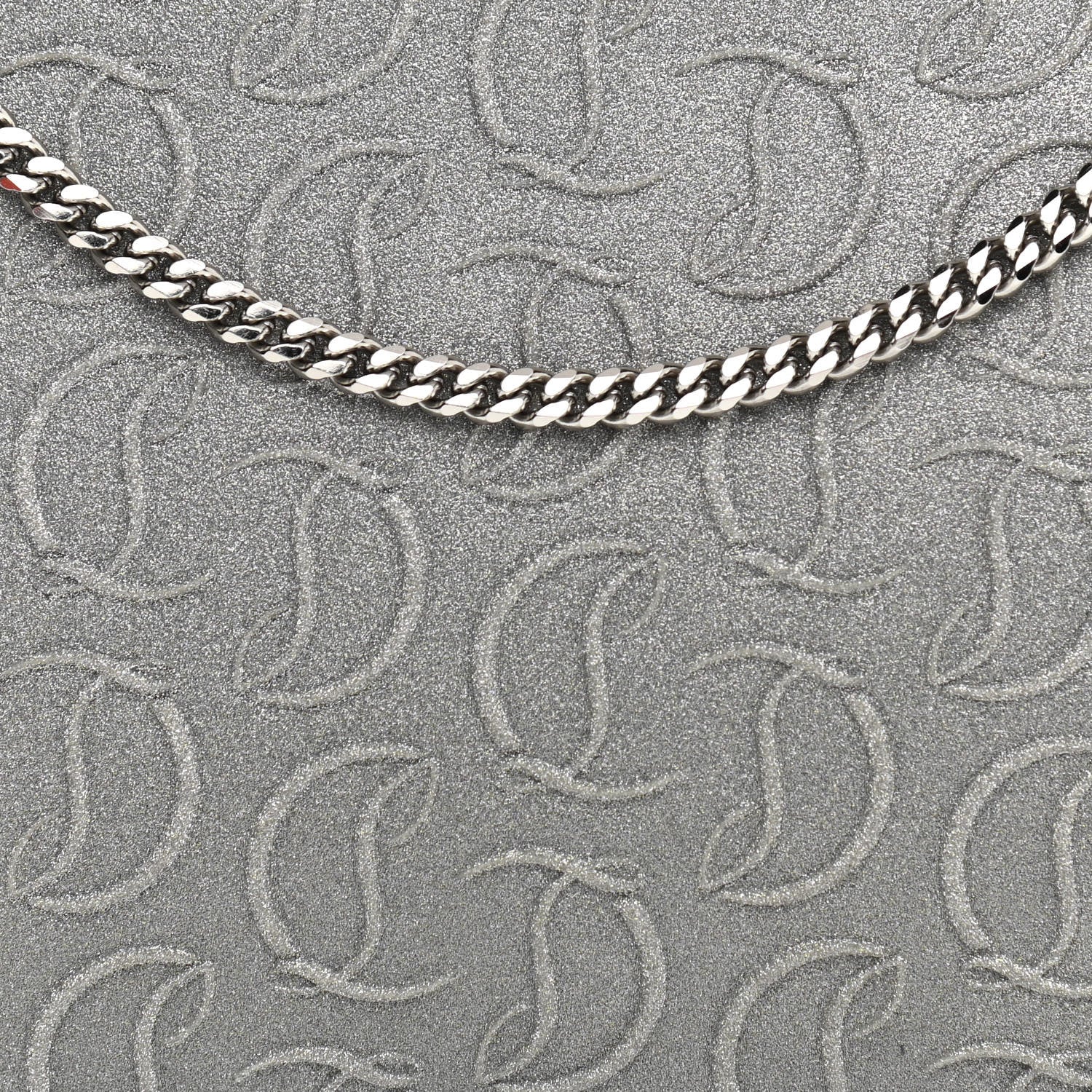 Christian Louboutin Glitter Calfskin Loubila Chain Clutch Silver 6 of 8
