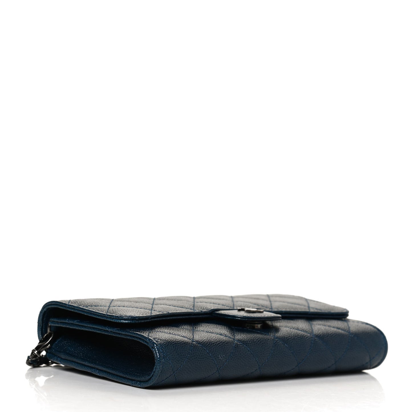 Caviar Quilted Wallet on Removable Chain Navy