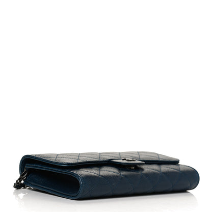 Chanel Caviar Quilted Wallet on Removable Chain Navy 3 of 10