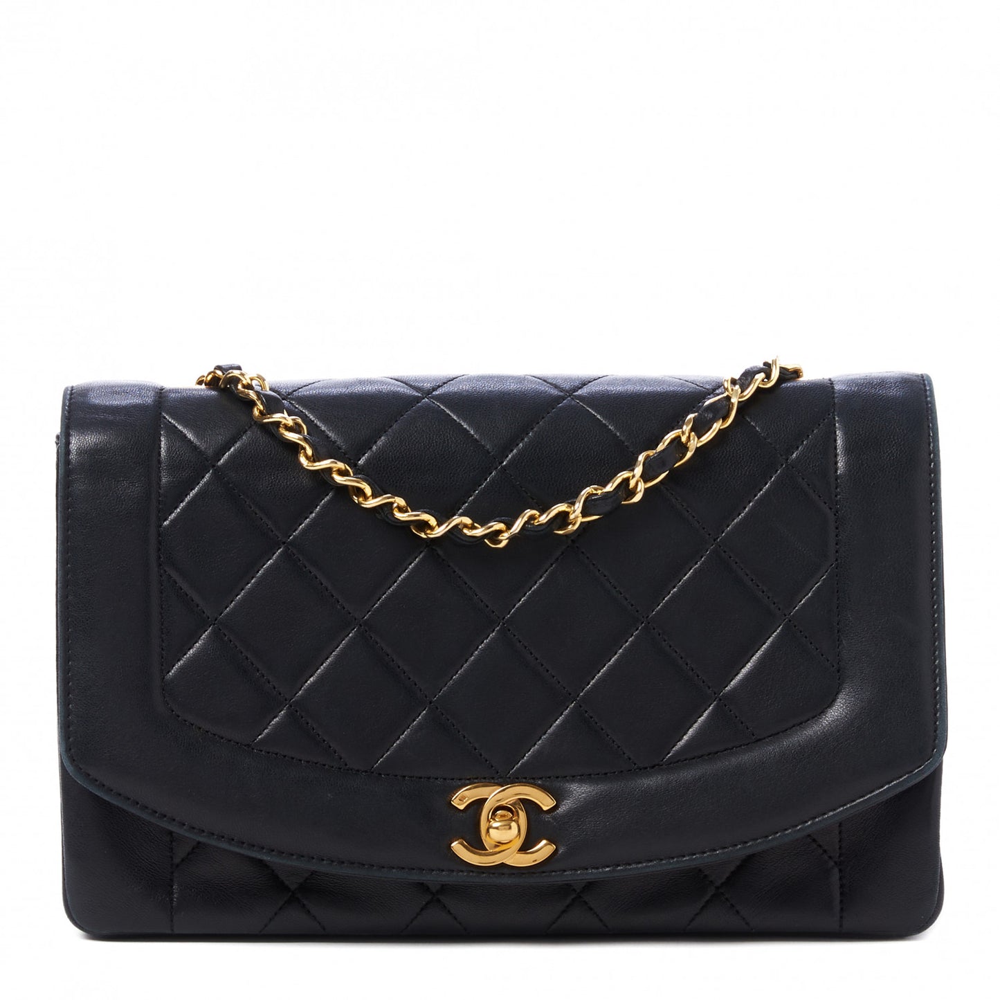 Lambskin Quilted Medium Single Flap Black