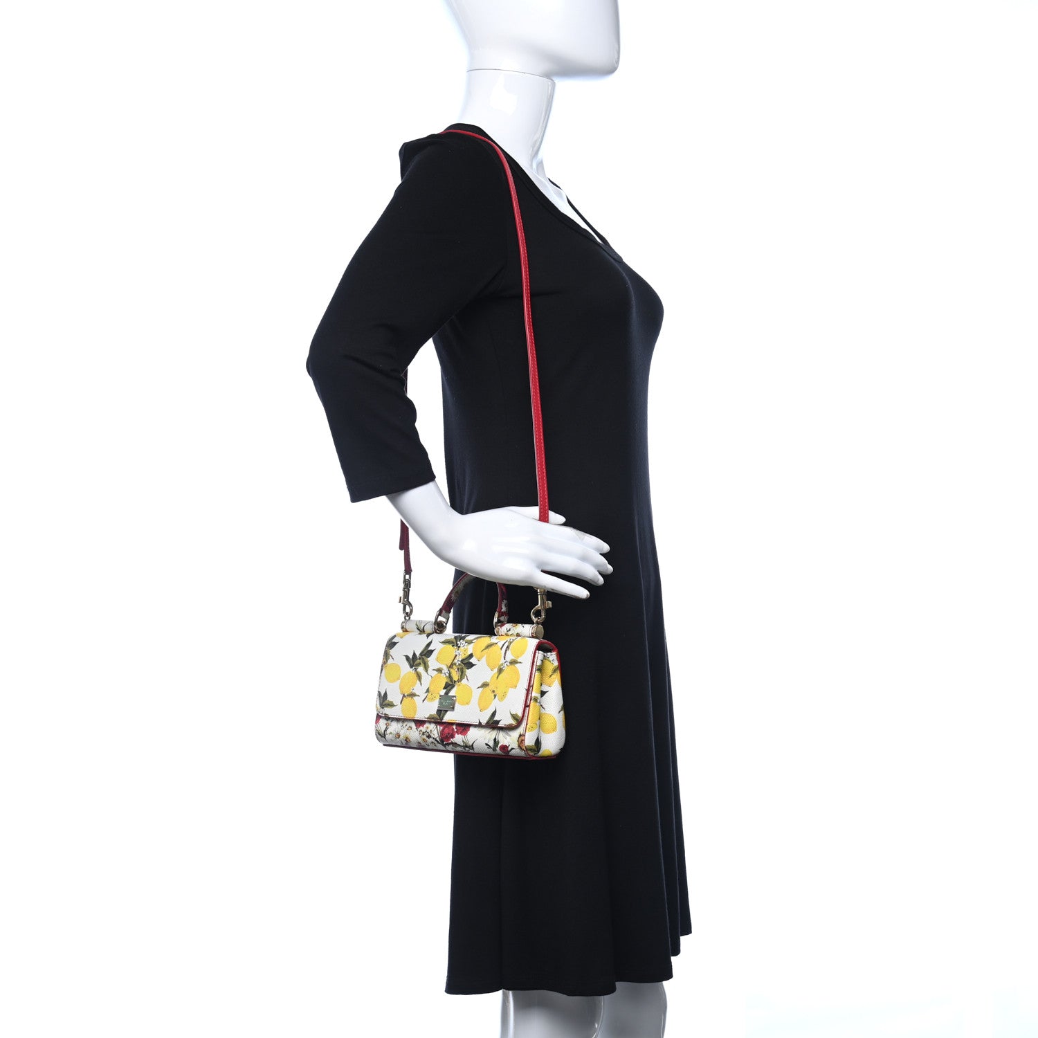 Dolce & Gabbana Lemon Print Mini Miss Sicily Satchel White Multicolor 2 of 9