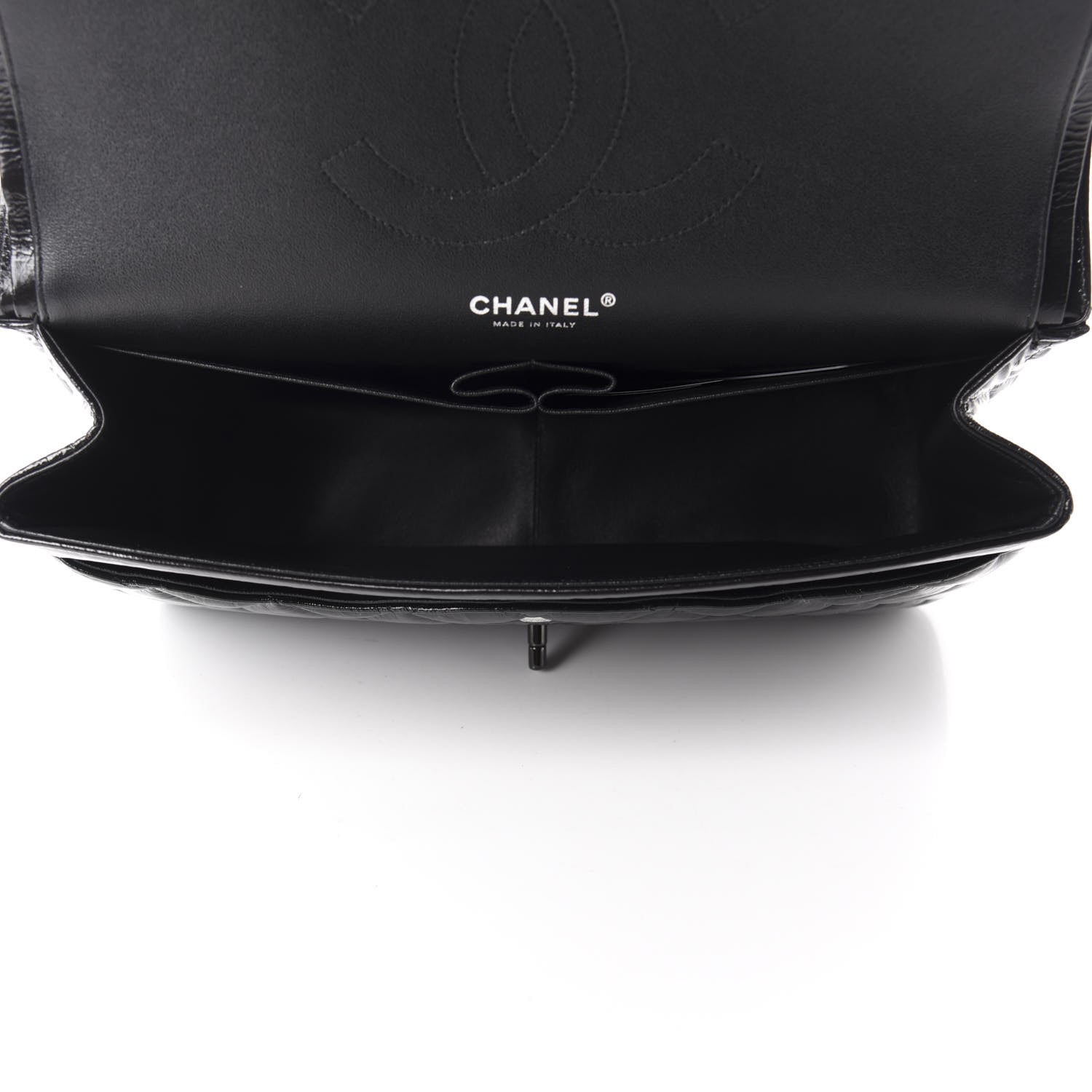 Chanel Shiny Distressed Calfskin Quilted Jumbo Double Flap So Black 5 of 11