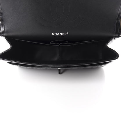 Chanel Shiny Distressed Calfskin Quilted Jumbo Double Flap So Black 5 of 11