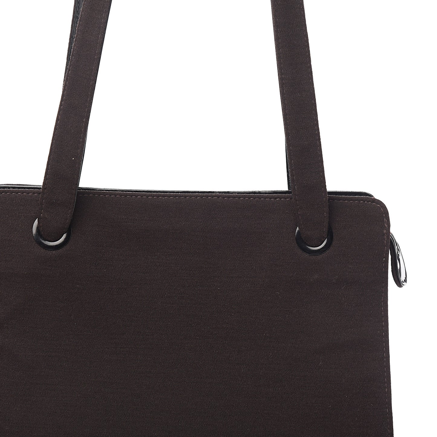 Patent Jersey Shoulder Bag Dark Brown