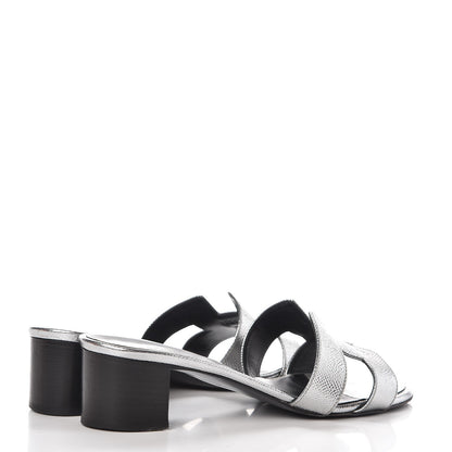 Hermes Metallic Epsom Oasis Sandals 38 Argent 4 of 8