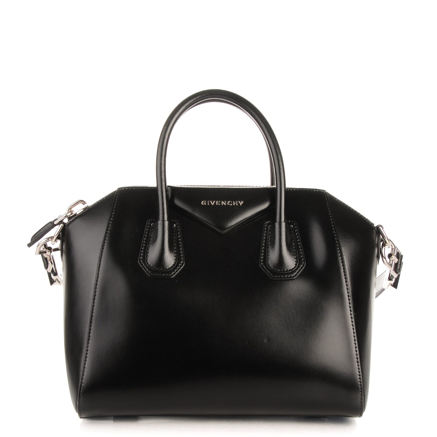 Shiny Lord Calfskin Small Antigona Black