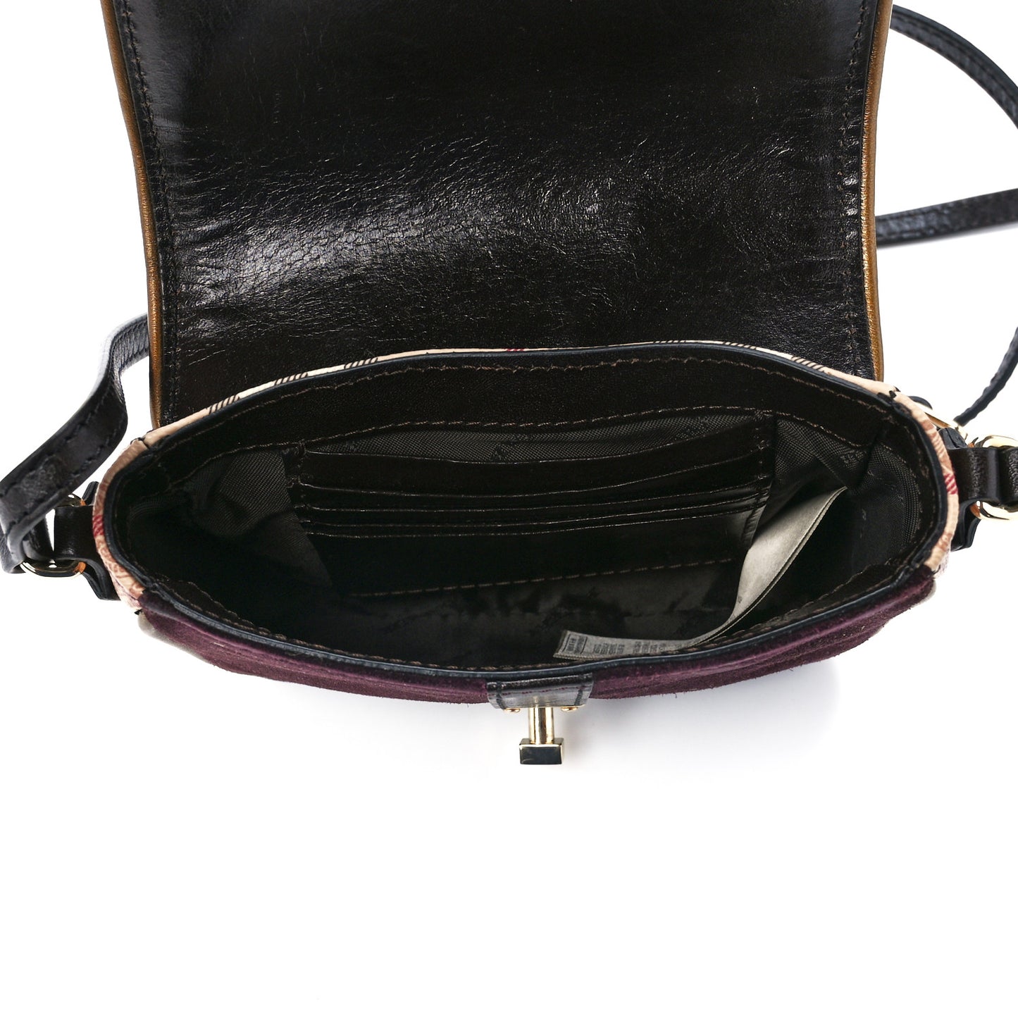Haymarket Check Suede Mini Berkeley Crossbody Burgundy