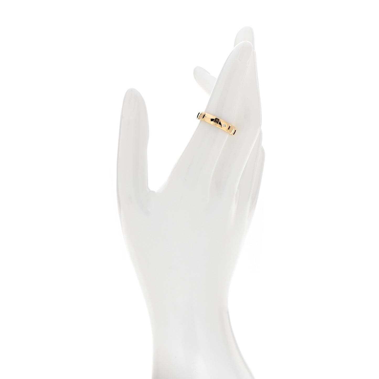 18K Yellow Gold Diamond HW Logo Single Diamond Band Ring 53 6.25