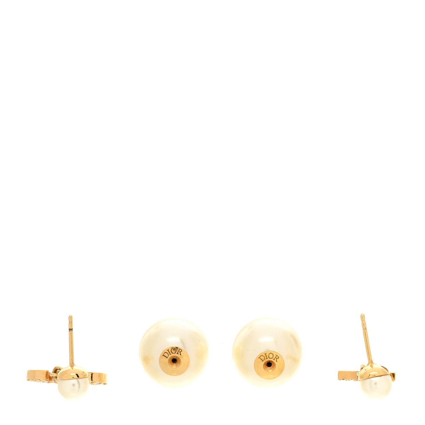 Pearl Crystal Mise En Dior Logo Tribal Earrings Gold