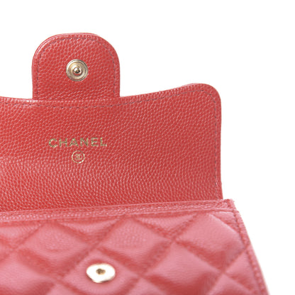 Chanel Caviar Quilted Flap Card Holder Wallet Red 6 of 15
