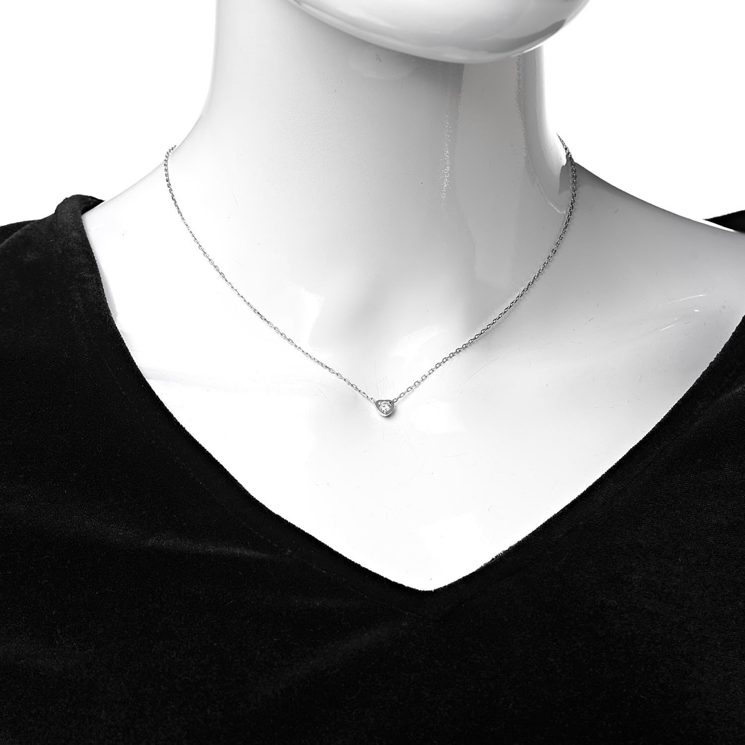 Cartier 18K White Gold Diamond D'Amour Heart Pendant Necklace 2 of 6