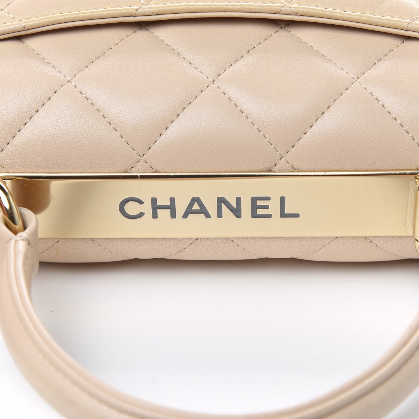 Lambskin Quilted Small Trendy CC Dual Handle Flap Bag Beige