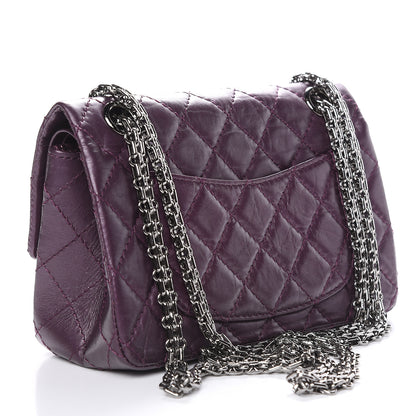 Chanel Metallic Aged Calfskin Quilted 2.55 Reissue 224 Flap Plum 3 of 12
