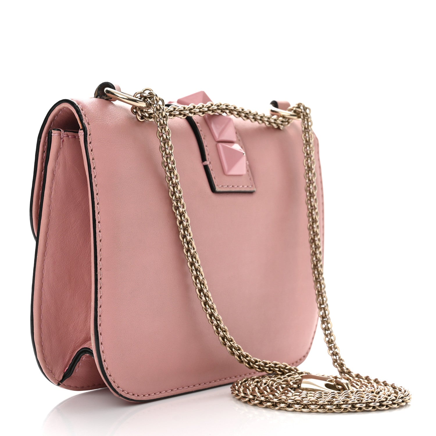 Valentino Garavani Vitello Enamel Small Glam Lock Rockstud Flap Water Rose 3 of 11