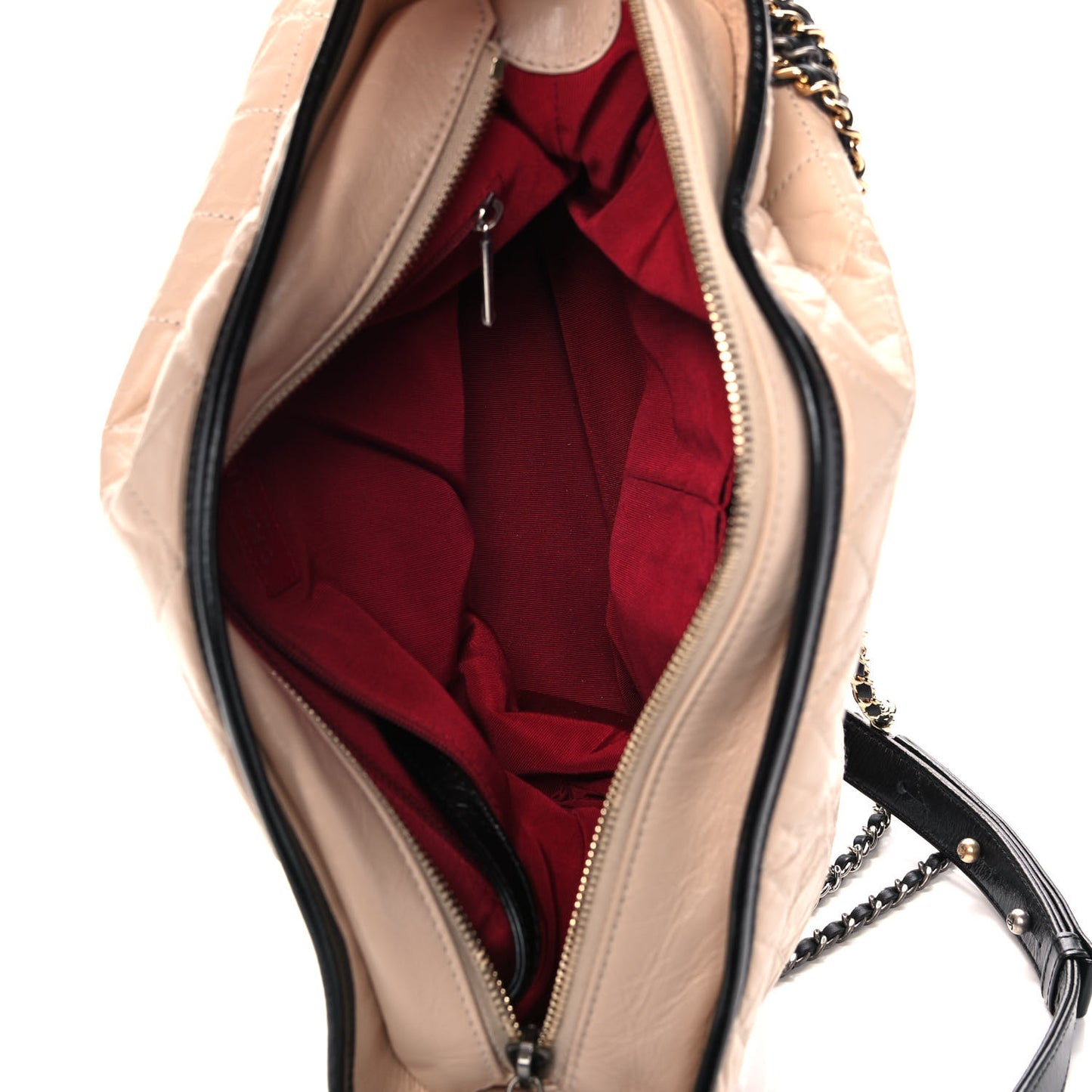 Aged Calfskin Quilted Large Gabrielle Hobo Beige Black