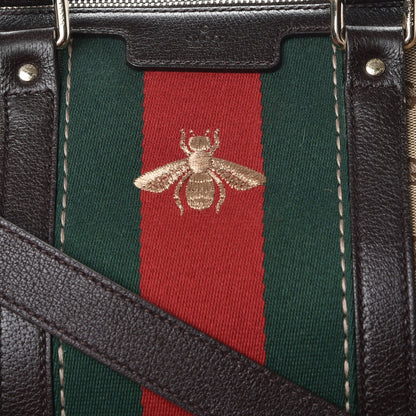 Gucci Monogram Vintage Web Medium Webby Bee Boston Dark Brown 9 of 9