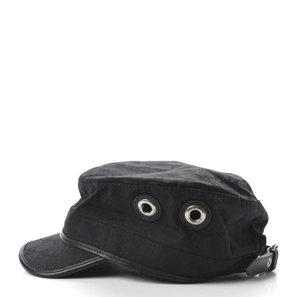 Gucci Monogram Canvas Military Hat XXL Black 6 of 7