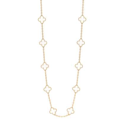 Van Cleef & Arpels 18K Yellow Gold Rock Crystal 20 Motifs Vintage Alhambra Necklace 1 of 6
