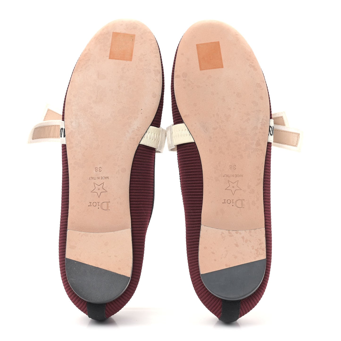 Fabric Ribbon Embroidered J'Adior Ballet Flats 38 Rouge Black
