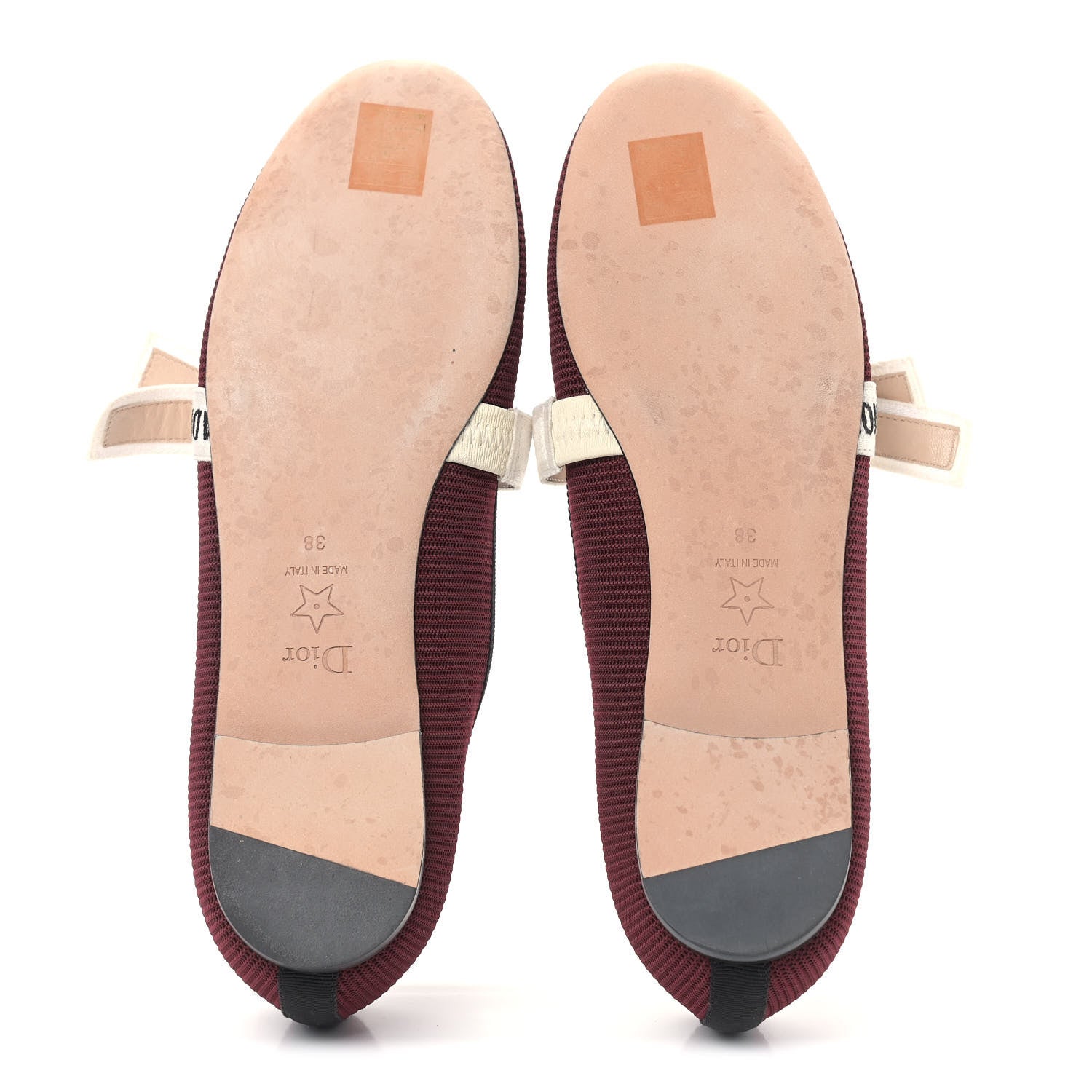 Christian Dior Fabric Ribbon Embroidered J'Adior Ballet Flats 38 Rouge Black 5 of 10