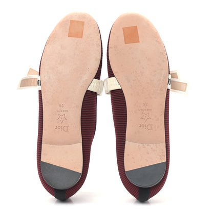 Christian Dior Fabric Ribbon Embroidered J'Adior Ballet Flats 38 Rouge Black 5 of 10