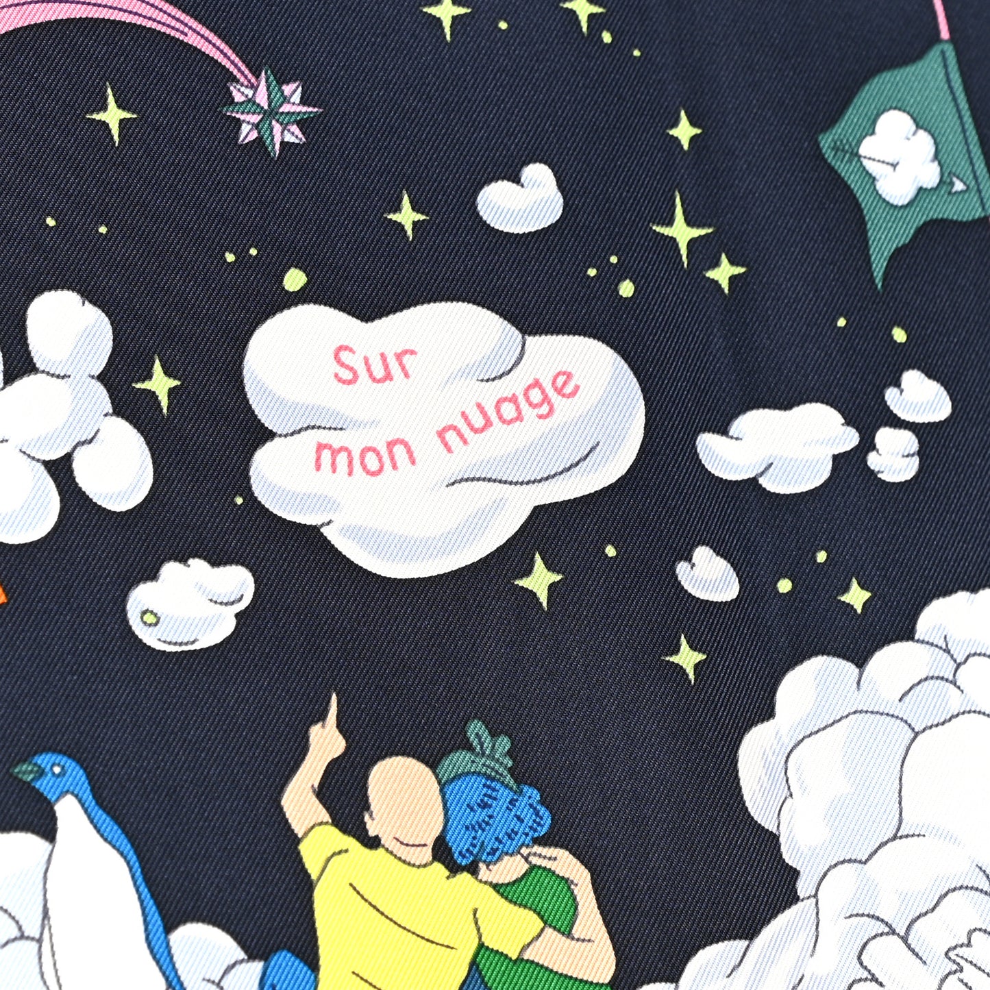 Silk Sur Mon Nuage Scarf 90 Bleu Black Mauve Multicolor