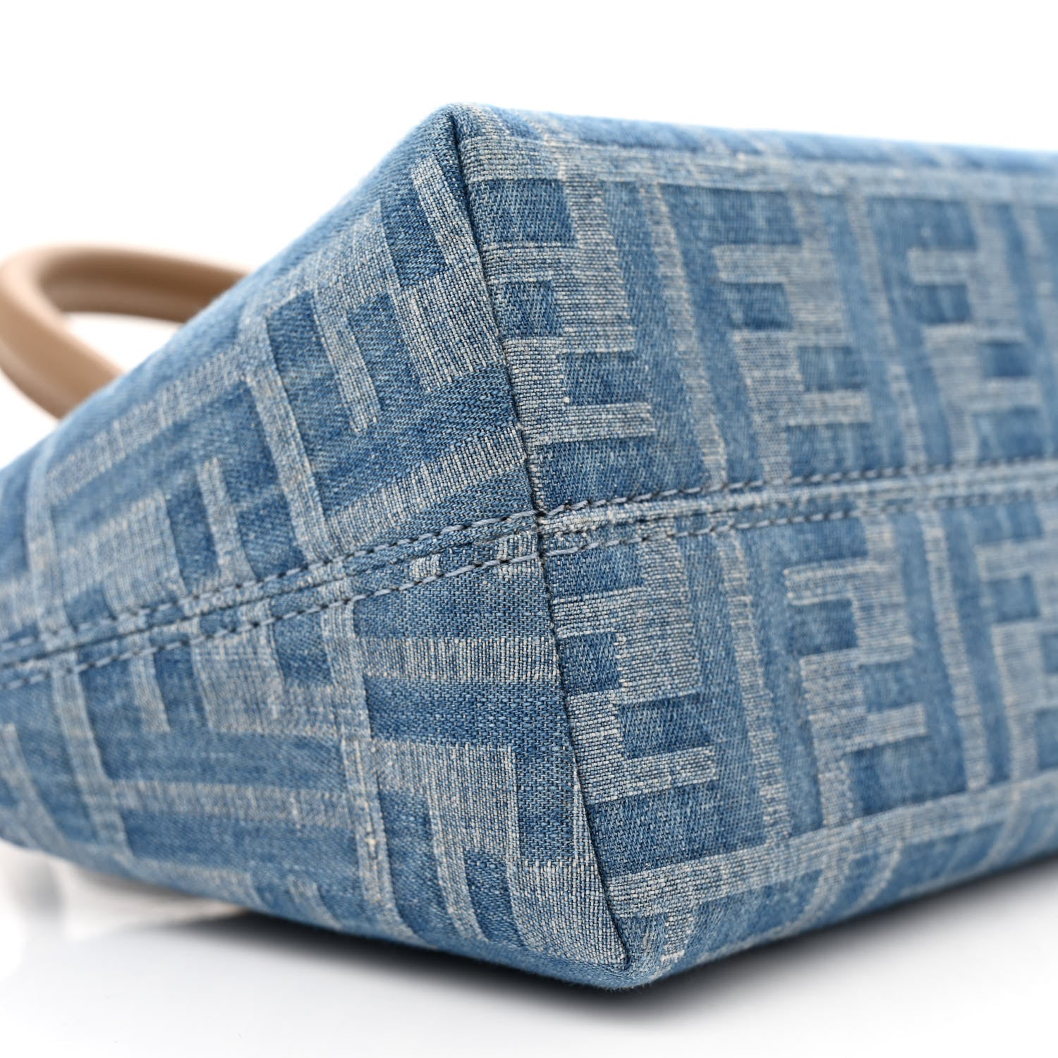 Fendi Denim Vitello King FF Mini By The Way Top Handle Boston Bag Tortora Nuvola 9 of 10