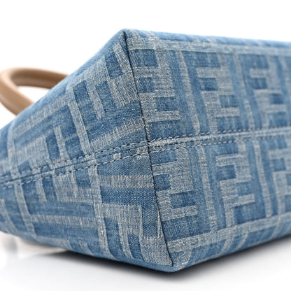Fendi Denim Vitello King FF Mini By The Way Top Handle Boston Bag Tortora Nuvola 9 of 10