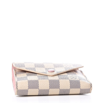 Louis Vuitton Damier Azur Victorine Wallet Rose Ballerine 3 of 14