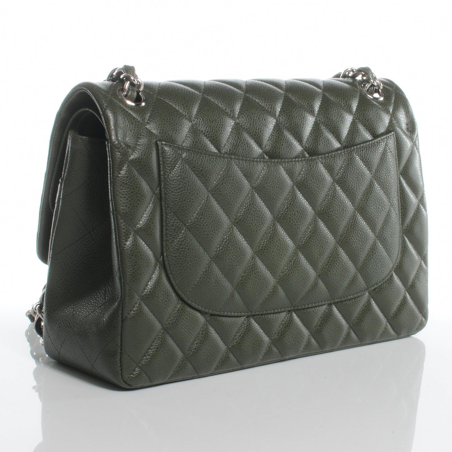 Caviar Jumbo Double Flap Dark Green