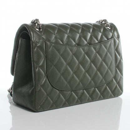 Chanel Caviar Jumbo Double Flap Dark Green 3 of 8