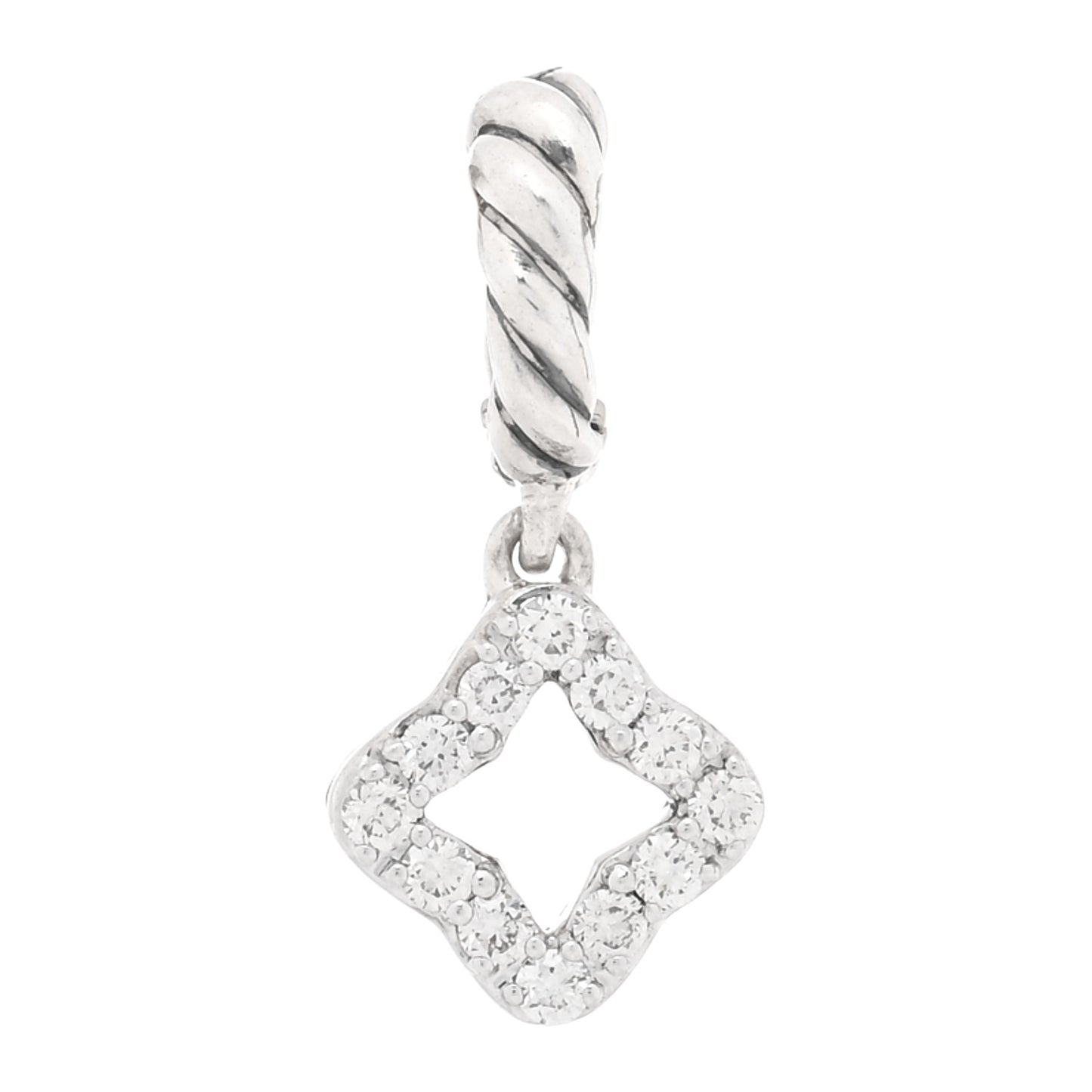 Sterling Silver Diamond Micro Pave Quatrefoil Amulet Pendant