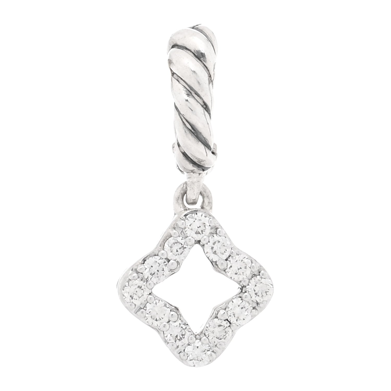 David Yurman Sterling Silver Diamond Micro Pave Quatrefoil Amulet Pendant 1 of 4