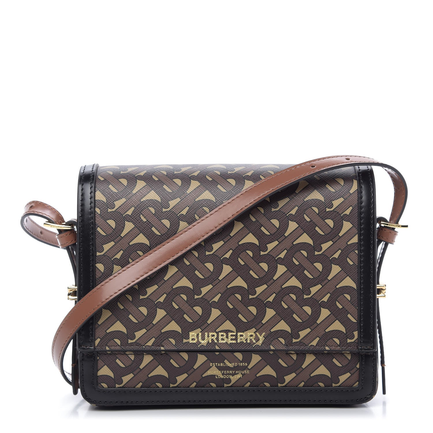 Burberry E-Canvas Monogram Small Grace Bag Bridle Brown 1 of 8