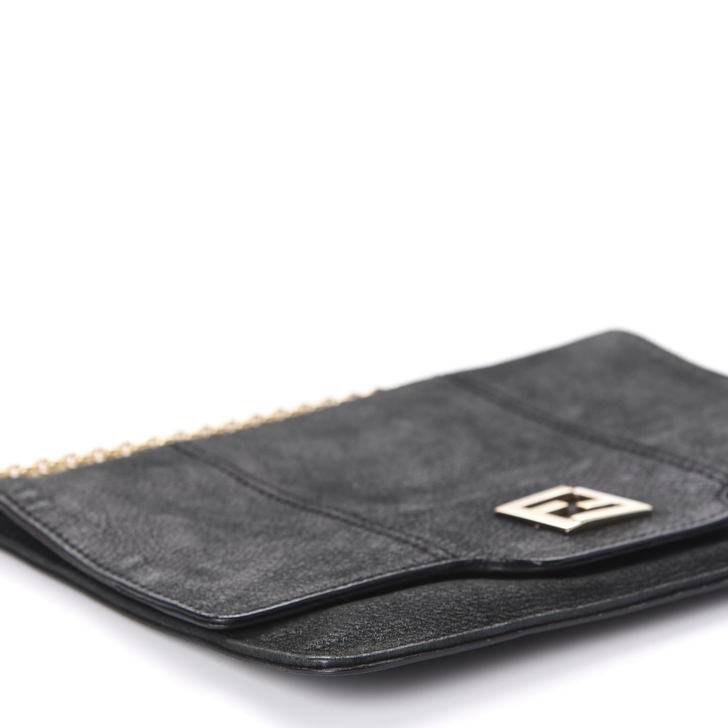 Metallic Nubuck Chain Shoulder Bag Black