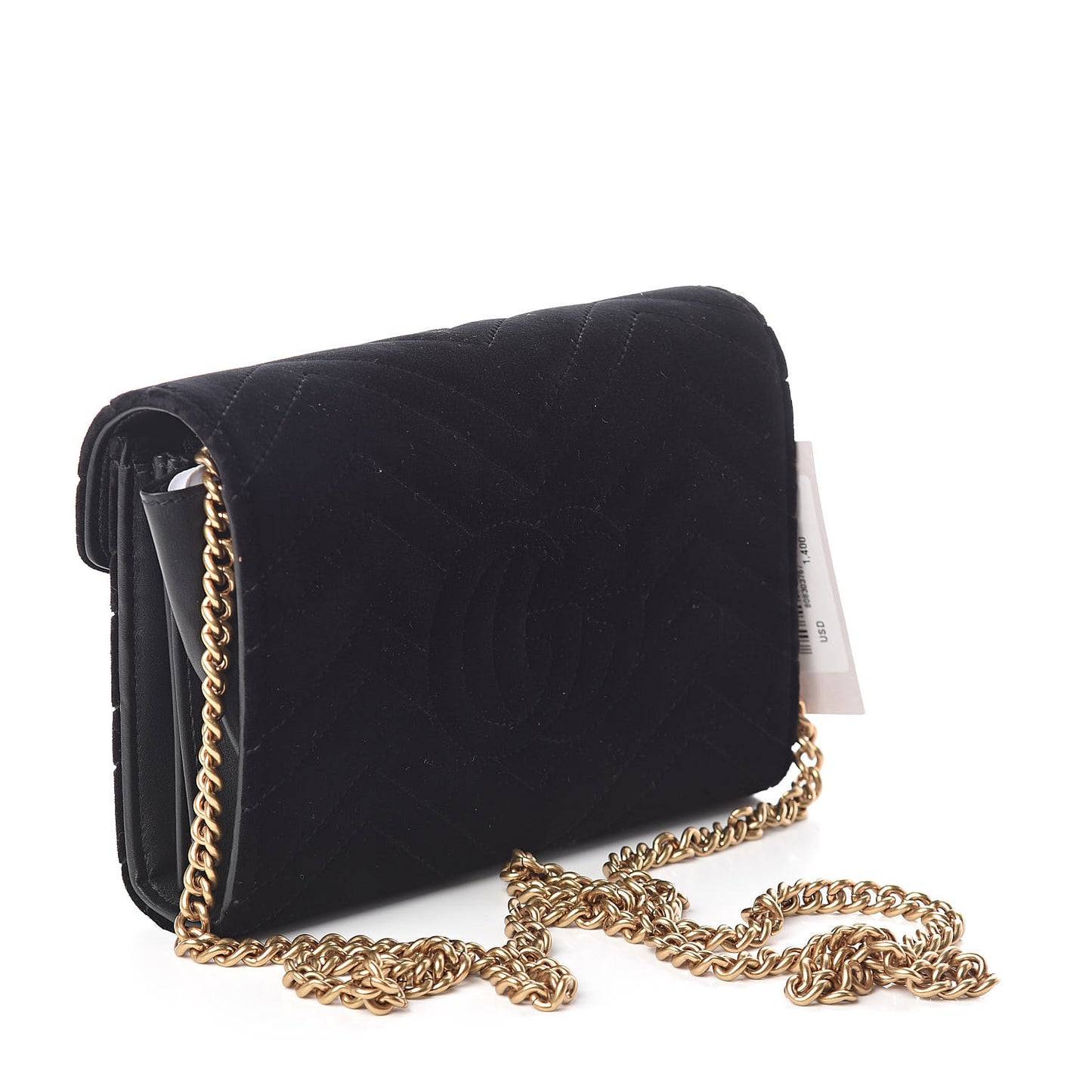 Velvet Matelasse GG Marmont Chain Wallet Black