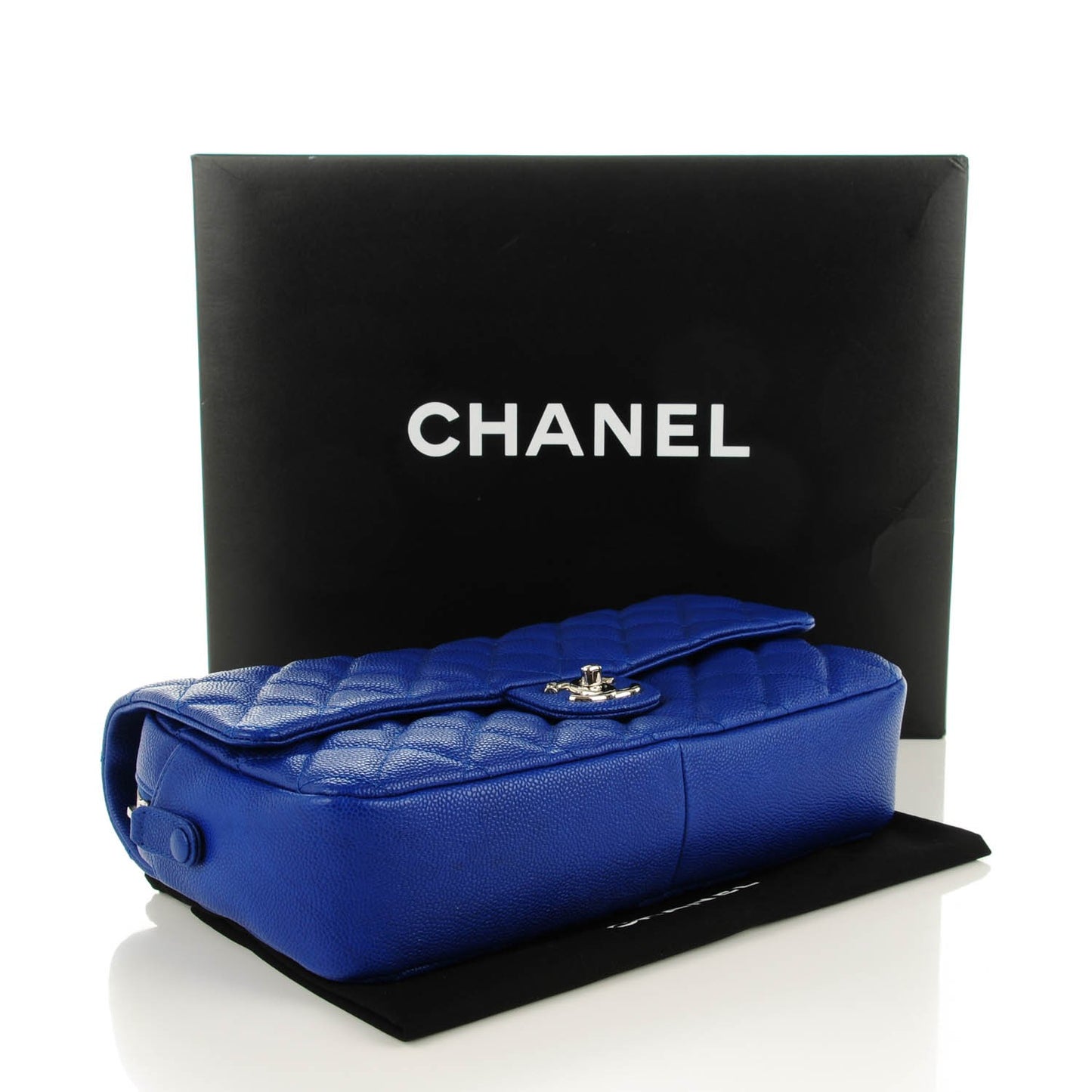 Caviar Quilted Jumbo Easy Flap Blue