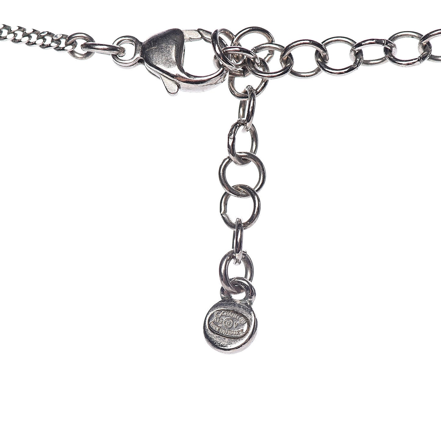 Crystal CC Drop Pendant Necklace Silver
