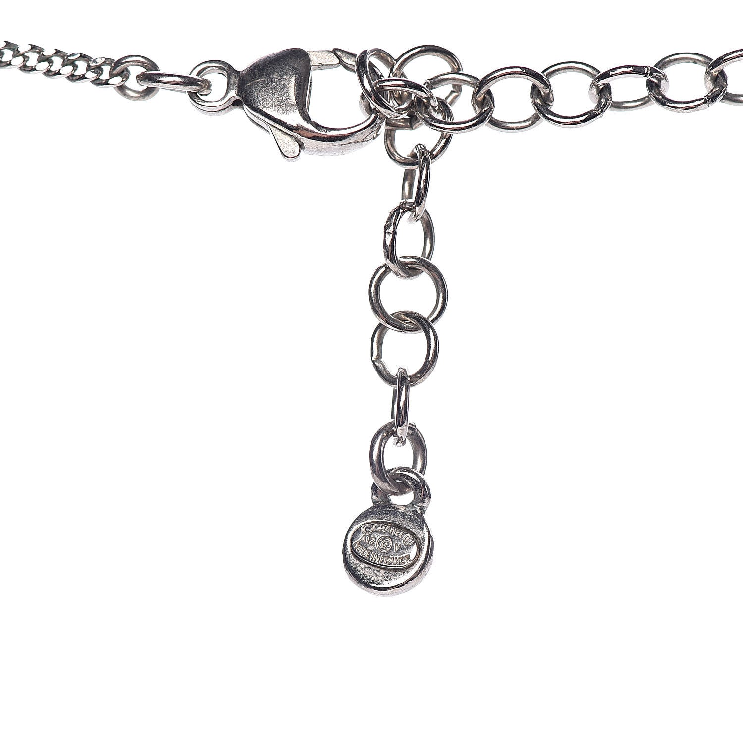 Chanel Crystal CC Drop Pendant Necklace Silver 5 of 6
