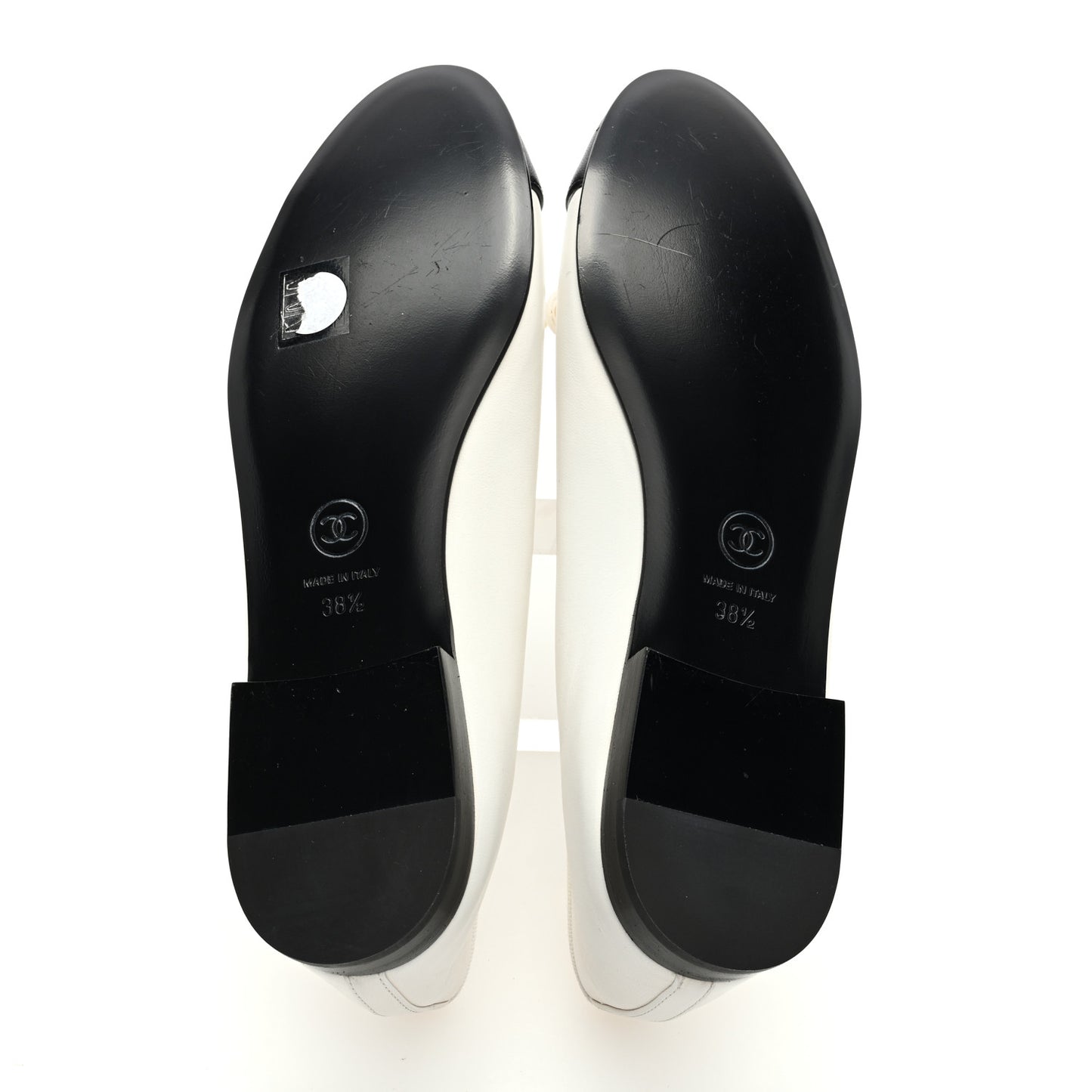 Lambskin Cap Toe CC Ballerina Flats 38.5 White Black