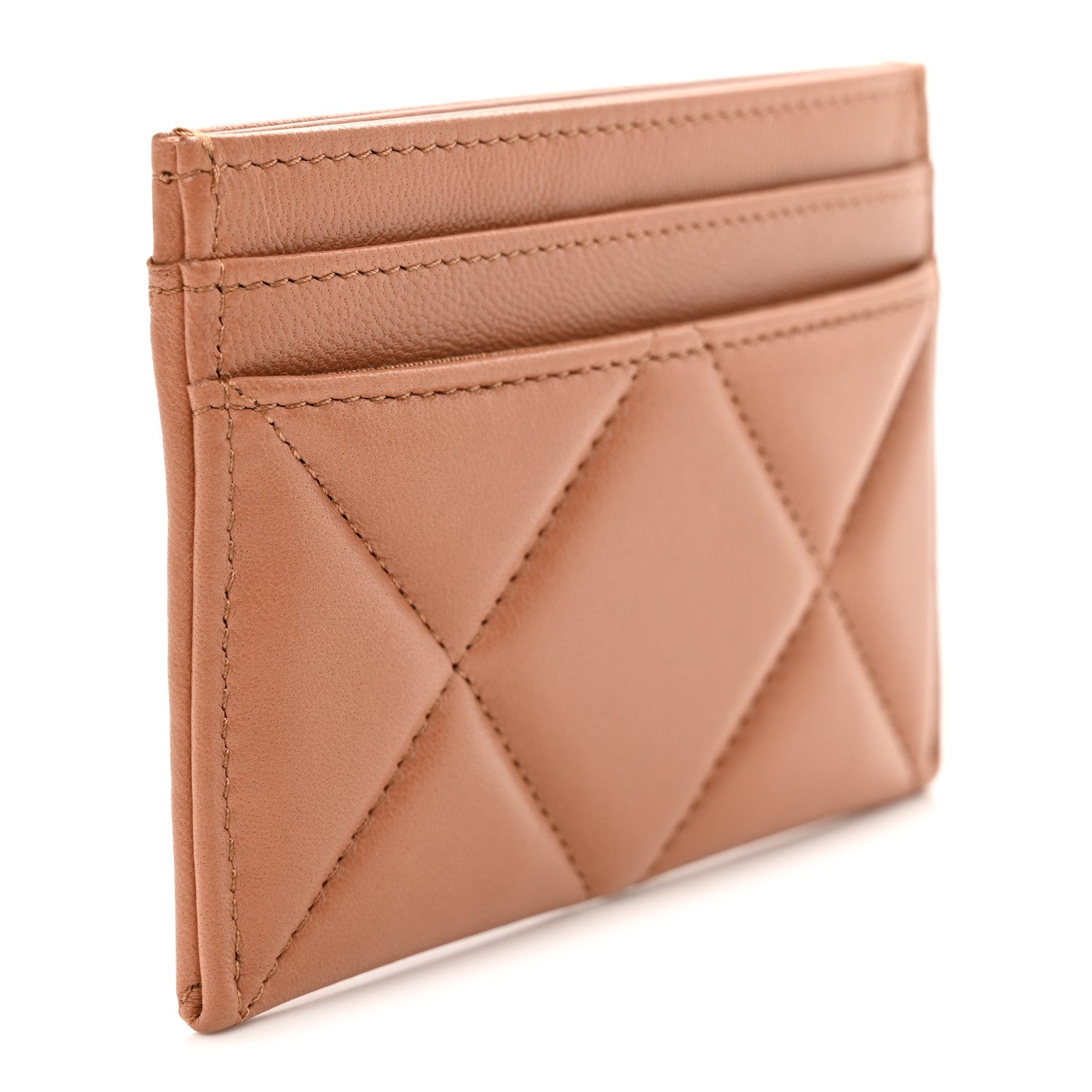 Chanel Lambskin Quilted Chanel 19 Card Holder Brown 3 of 8